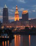 Cleveland waterfront in the evening